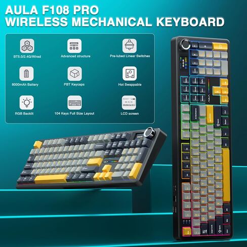 Aula Wireless Keyboard و Mouse Combo ، F108 PRO PRO بالحجم الكامل لوحة المفاتيح الميكانيكية SC680 in Saudi Arabia
