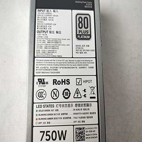 Novaeluc PSU لـ R620 520 720 820 T420 Power Supply E750E-S0 F750E-S0 D750E-S1 D750E-S3 DPS-750AB-2A/12 A/29 A (متجدد) in Kuwait