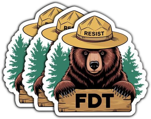 (3 PSC) مقاومة ملصق Bear FDT - وليس ملصق رئيس بلدي - القتال الفاشية - التقدمية السياسية - يمكنك منع الكذابين الفاشين - FTD - شارات الديمقراطية - شارات 3 بوصة لزجاجات المياه المحمولة in Kuwait