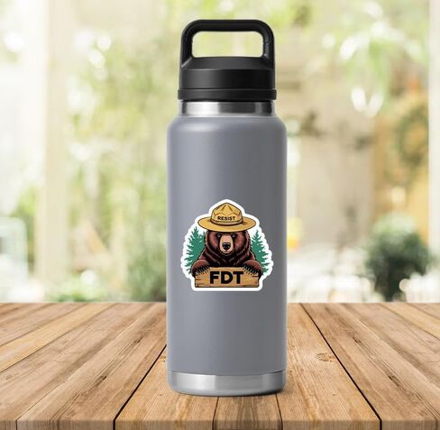(3 PSC) مقاومة ملصق Bear FDT - وليس ملصق رئيس بلدي - القتال الفاشية - التقدمية السياسية - يمكنك منع الكذابين الفاشين - FTD - شارات الديمقراطية - شارات 3 بوصة لزجاجات المياه المحمولة in Kuwait