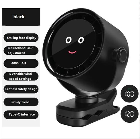 Portable mini dormitory desktop outdoor USB small clip fan, stable and flexible movement (Black) in Saudi Arabia