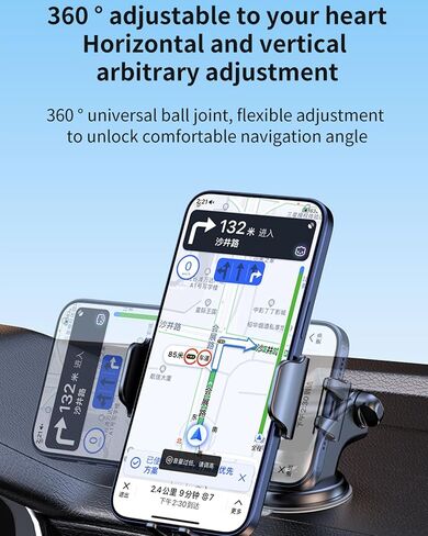 Universal Car Phone Holder Mount for Dashboard/Windshield, Strongest Suction Automobile Cradle Cell Phone Car Mount Fit for iPhone and All Smartphones in Saudi Arabia