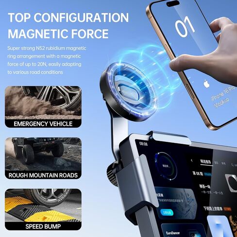 Tesla Phone Mount for Model Y/3/X/Cybertruck Premium Alloy Magnetic Car Phone Holder with Magsafe Model Y Accessories Strong 360° Adjustable Compatible with iPhone 15/14/13 Pro Max & Android in Saudi Arabia