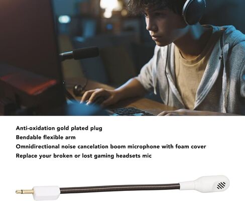 استبدال طفرة الميكروفون القابلة للفصل لـ Blackshark V2 و Blackshark V2 Pro (2020) سماعات ألعاب ، ذراع قابلة للانحناء ، لـ Blackshark V2 ، Blackshark V2 Pro (White) in Saudi Arabia