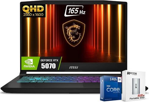 MSI Katana HX Gaming Laptop, 15.6" 165Hz QHD+ IPS Display, 24-core i9-14900HX (UP to 5.8 GHz, GeForce RTX 5070, AI&VR Ready, Copilot+ PC, RGB Backlit Keyboard, Win 11 Home, Black(64GB DDR5| 4TB SSD) in Saudi Arabia