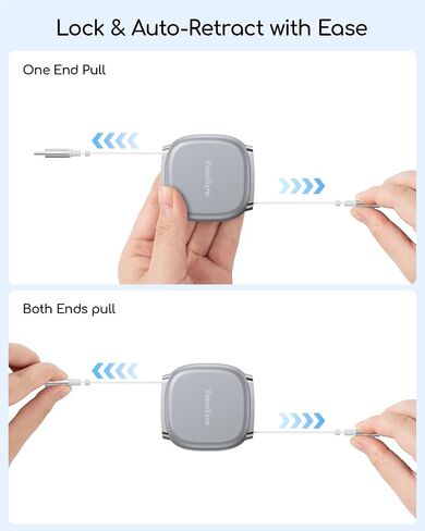 240W Retractable USB C Cable (3.3ft,2pack), PD3.1 USB C to USB C Fast Charging Cable with Magnetic Slot for Travel,Car,Daily Use, 5 Preset Length for iPhone 16/15, Galaxy S25/24, Grey in Saudi Arabia