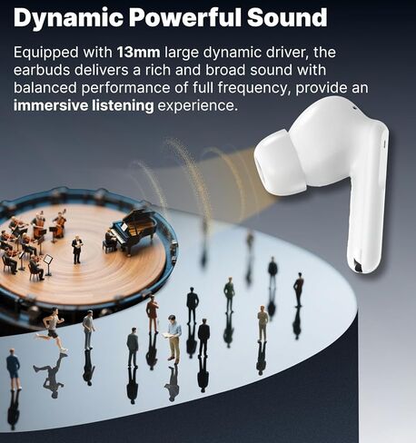 Hmusic H26 سماعات أذن لاسلكية ، 4 ميكروفون في سماعات الأذن ، سماعات الأذن Bluetooth 40H مع حالة شحن ، شاشة LED ، عمر البطارية الطويل ، رياضة التمرينات المائية لنظام Android iOS in Kuwait