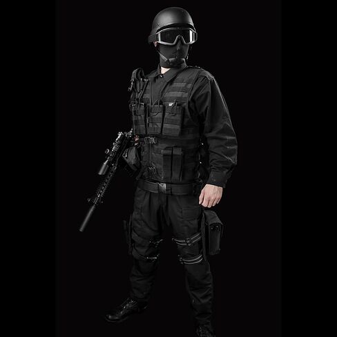 BARSKA mens Black Loaded Gear BI12016 VX 100 Tactical Vest and Leg Platform, Black, Large US in Saudi Arabia