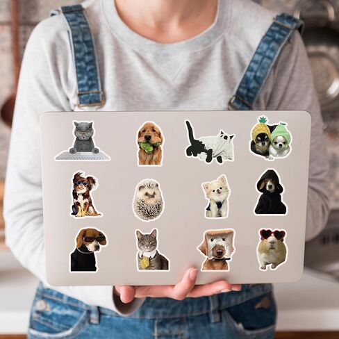50pcs ملصقات حيوانات لطيفة شفافة لطيفة ، ملصقات القط والكلاب مضحكة للأطفال البالغين ، ملصق زجاجة ميمي المضحكة لمجلة سجل القصاصات المحمول. in Kuwait
