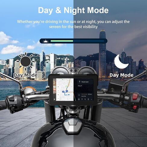 7 Inch Wireless Motorcycle CarPlay &Android Auto, Waterproof Smart GPS Navigation System, Portable Moto Car Play Screen with Dual Bluetooth, Voice Control, Navigation, Siri/G-Assist, Anti-Glare in Saudi Arabia