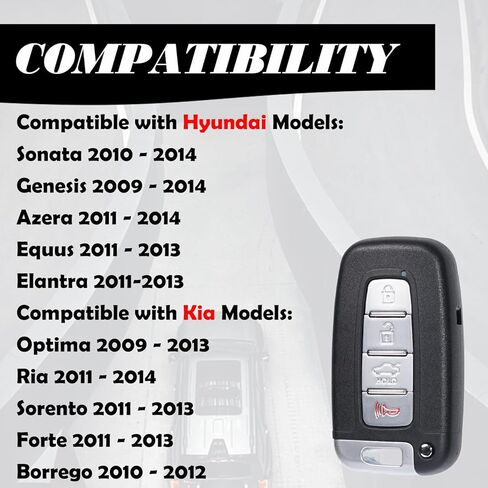 نوبات استبدال Key FOB لـ Hyundai Genesis 2009 2010 2011 2012 2013 2014 Sonata Azera Equus Elantra Kia Optima 2009-2013 Rio Sorento Forte Borrego under under control sy5hmfna04 315 mhz in Kuwait