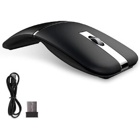 Wireless Mouse for Laptop, Bluetooth Mouse Wireless ARC Mouse, Computer Mouse Wireless, 2.4G Optical Rechargeable Wireless Mouse, Ergonomic, Dual Mode Connection, Ultra Slim-Black in Saudi Arabia