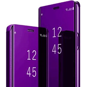 Galaxy S25 Case Compatible with Samsung Galaxy S25 5G Cell Phone Case with Kickstand, PU Leather Clear View Mirror Flip Cover Shockproof Anti-Scratch Protective Cover for Samsung S25, 2025 (Black) in Kuwait