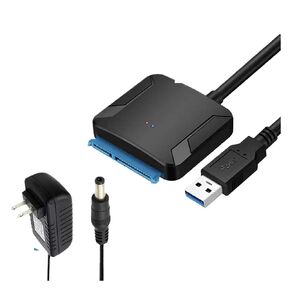 كابل محول SATA إلى USB3.0 لمدة 3.5/2.5 بوصة SSD HDD SATA III محول القرص الصلب دعم UASP مع محول الطاقة 12V (قابس الاتحاد الأوروبي) in Kuwait