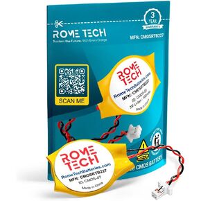 بطارية Rome Tech CR2032 CMOS BIOS لجهاز Dell Alienware M17x / Dell Inspiron 14z 5423 / Dell Latitude 3301 / Dell Latitude 3410 - بطارية احتياطية للكمبيوتر المحمول 3V RTC CR 2032 مع كابلين سلكيين in Kuwait