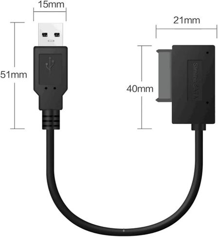 Slimline 13pin SATA to USB 2.0 Adapter for CD/DVD Drive/PC/Laptop- 6P/7P Converter Cable with Power Adapter Cable in Saudi Arabia