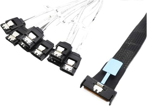 A13E-0.5M PCI-E Slimline S/AS SFF-8654 8I to 8X SATA Server Hard Drive Conversion Cord SFF-8654 74P to 8Xsata 7P Cord in Saudi Arabia