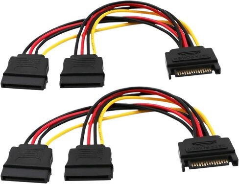 1pc جميع sata 15pin ذكر إلى 2 sata 15 pin أنثى 15pin power hdd splitter cable cable for pc computer in Saudi Arabia