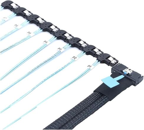MCIO 74P 8X 8I S/AS SFF-8654 8I PCI-E Ultraport Slimline 5.0 To8x SATA 7P 90 Degree Female Adapter Cord 0.5M in Saudi Arabia