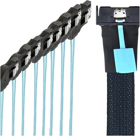 MCIO 74P 8X 8I S/AS SFF-8654 8I PCI-E Ultraport Slimline 5.0 To8x SATA 7P 90 Degree Female Adapter Cord 0.5M in Saudi Arabia