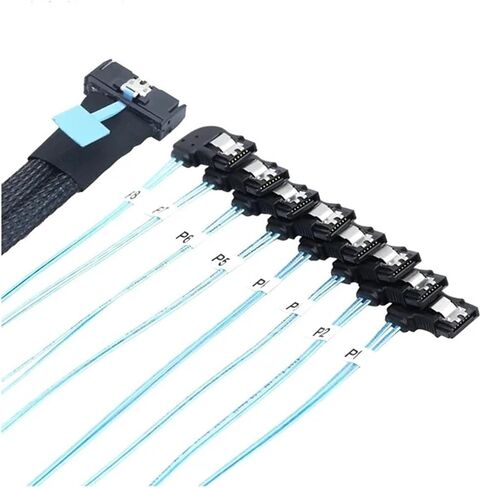 MCIO 74P 8X 8I S/AS SFF-8654 8I PCI-E Ultraport Slimline 5.0 To8x SATA 7P 90 Degree Female Adapter Cord 0.5M in Saudi Arabia