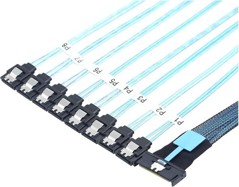 Mcio 74p 8x 8i S/As SFF-8654 8i PCi-E Ultraport Slimline 5.0 إلى 8x Sata 7p الحبل الإناث (0.5m) in Kuwait