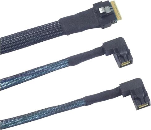 M1ni S/AS Slim SFF-8654 8i 4.0 to 2 Port S/AS SFF-8643 Right Bend Connection Cord(100cm) in Saudi Arabia