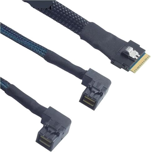 M1ni S/AS Slim SFF-8654 8i 4.0 to 2 Port S/AS SFF-8643 Right Bend Connection Cord(100cm) in Saudi Arabia