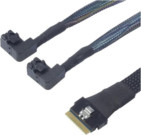 M1ni S/AS Slim SFF-8654 8i 4.0 to 2 Port S/AS SFF-8643 Right Bend Connection Cord(100cm) in Saudi Arabia