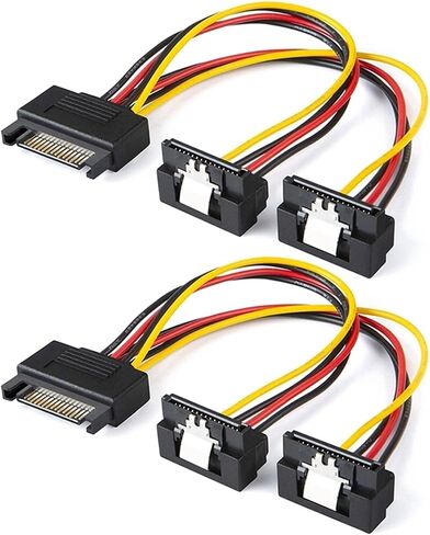 كابل الطاقة SATA ، 2 حزمة 8 بوصة SATA 15 دبوس الذكور إلى 2xsata 15 دبوس أسفل الزاوية الكابل الطاقة الإناث الكابل in Saudi Arabia