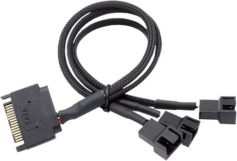أسود الأكمام 27 سم تبريد مروحة التبريد الكابل الطاقة 12V SATA إلى Multiport 3/4pin موصل للكمبيوتر IDE (SATA إلى 5 × 4PIN) in Saudi Arabia
