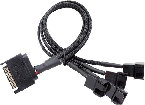 أسود الأكمام 27 سم تبريد مروحة التبريد الكابل الطاقة 12V SATA إلى Multiport 3/4pin موصل للكمبيوتر IDE (SATA إلى 5 × 4PIN) in Saudi Arabia