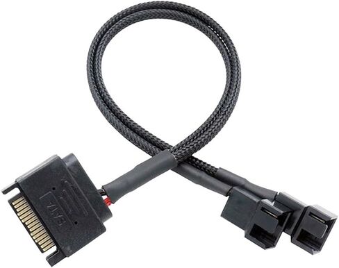 أسود الأكمام 27 سم تبريد مروحة التبريد الكابل الطاقة 12V SATA إلى Multiport 3/4pin موصل للكمبيوتر IDE (SATA إلى 5 × 4PIN) in Saudi Arabia