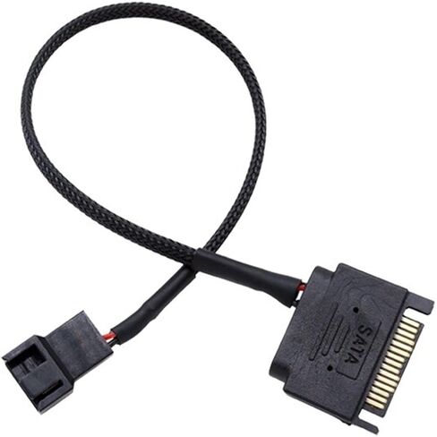 أسود الأكمام 27 سم تبريد مروحة التبريد الكابل الطاقة 12V SATA إلى Multiport 3/4pin موصل للكمبيوتر IDE (SATA إلى 5 × 4PIN) in Saudi Arabia