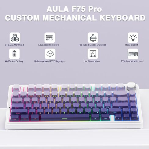 Aula Wireless Keyboard و Mouse Combo ، F75 Pro Mechanical Keyboard SC680 Wireless Mouse in Saudi Arabia