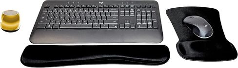 Logitech MK540 لوحة المفاتيح اللاسلكية المتقدمة والسرد الماوس النشط النشط حزمة مكتب السفر مع مكبر صوت بلوتوث Micro Mirror Portable ، وسادة معصم الهلام ووسادة الماوس in Saudi Arabia