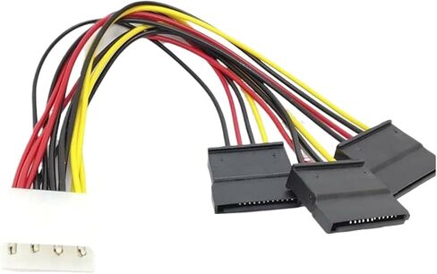 1pc IDE 4 Pin Male to 3 X Serial ATA SATA Female Splitter HDD Power Adapter Connector Cable Cord 20cm in Saudi Arabia