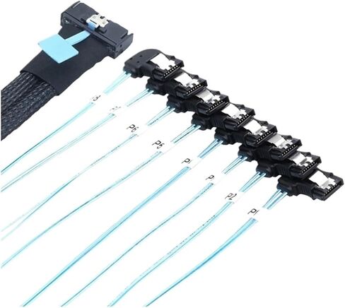 MCIO 74P 8X 8I S/AS SFF-8654 8I Slimline 5.0 To8x SATA 7P Right Angle Female Cord 90 Degree Female Adapter Cord 0.8M in Saudi Arabia