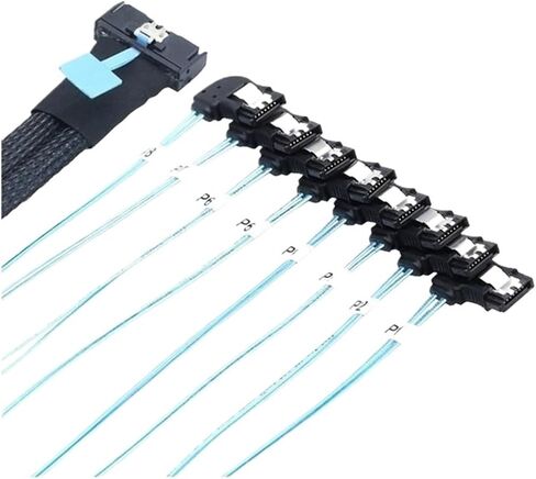 MCIO 74P 8X 8I S/AS SFF-8654 8I Slimline 5.0 To8x SATA 7P Right Angle Female Cord 90 Degree Female Adapter Cord 0.8M in Saudi Arabia