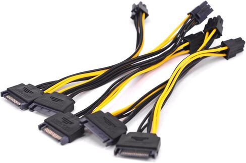 15pin Male SATA Power to 6pin Male Adapter Cable for Video GPU Card 15 Pin SATA Power Supply Cable Miner Mining in Saudi Arabia