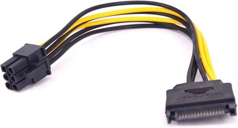 15pin Male SATA Power to 6pin Male Adapter Cable for Video GPU Card 15 Pin SATA Power Supply Cable Miner Mining in Saudi Arabia