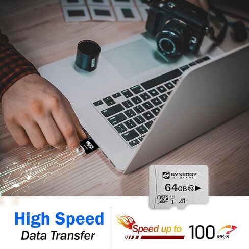 Synergy Digital 64GB Micro SDXC Secure Digital UHS-I Memory Cards, Compatible with BlackBerry 8530 Curve Cell Phone - Class 10, U1, 100MB/s, 300 Series - Pack of 10 in Saudi Arabia