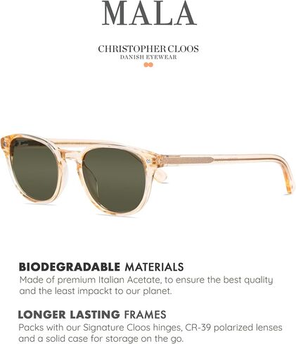 Christopher Cloos - Mala On The Rocks - Round Polarized Sunglasses for Men & Women with Case - Trendy Sun UV Protection Glasses - Unisex in Saudi Arabia
