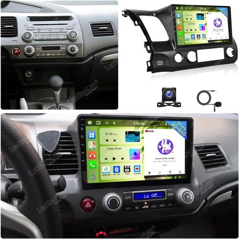 Double Din Car Stereo Radio for Honda Civic 2006-2011 with Wireless Carplay Android Auto, 10 Inch IPS Touchscreen 2G+32G Android 13 Car Audio Receiver GPS Navi WiFi Bluetooth SWC BT FM Backup Camera in Saudi Arabia