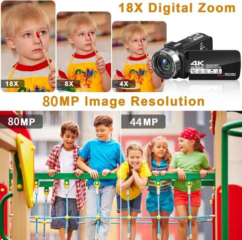 كاميرا فيديو كاميرا الفيديو 4K ULTRA HD 80MP VLOGGAGENG CAMERATING لـ YouTube 18X Digital Zoom Camcorder 3.0 "مسجل فيديو على شاشة IPS مع ميكروفون خارجي ووحدة تحكم وبطاريتين وبطاريتين 64 جيجابايت SD in Saudi Arabia