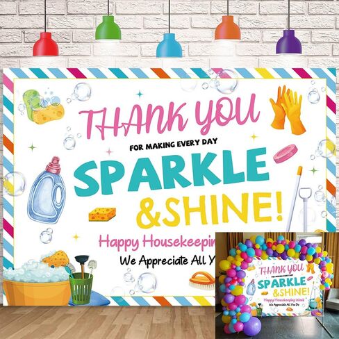 Housekeeping Week Backdrop Thank You for All You Do Party Decorations Banner Housekeeping Appreciation Week Photo Background (7x5FT（210x150cm）) in Kuwait