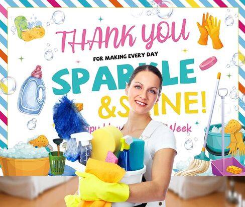 Housekeeping Week Backdrop Thank You for All You Do Party Decorations Banner Housekeeping Appreciation Week Photo Background (7x5FT（210x150cm）) in Kuwait