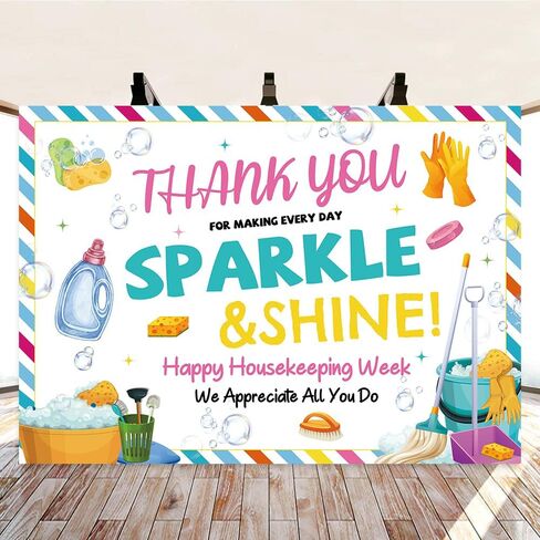 Housekeeping Week Backdrop Thank You for All You Do Party Decorations Banner Housekeeping Appreciation Week Photo Background (7x5FT（210x150cm）) in Kuwait