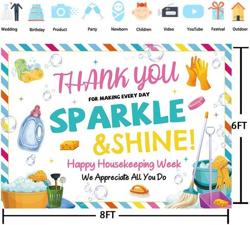 Housekeeping Week Backdrop Thank You for All You Do Party Decorations Banner Housekeeping Appreciation Week Photo Background (7x5FT（210x150cm）) in Kuwait