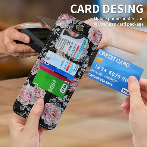 علبة الهاتف لـ Samsung Galaxy Z Flip 6/Flip 7 Fe Wallet Wallet ، فتحات البطاقات 4 مع حزام Crossbody قابل للتعديل مع Kickstand ، غطاء الهاتف الوردي لطيف (أخضر) in Kuwait